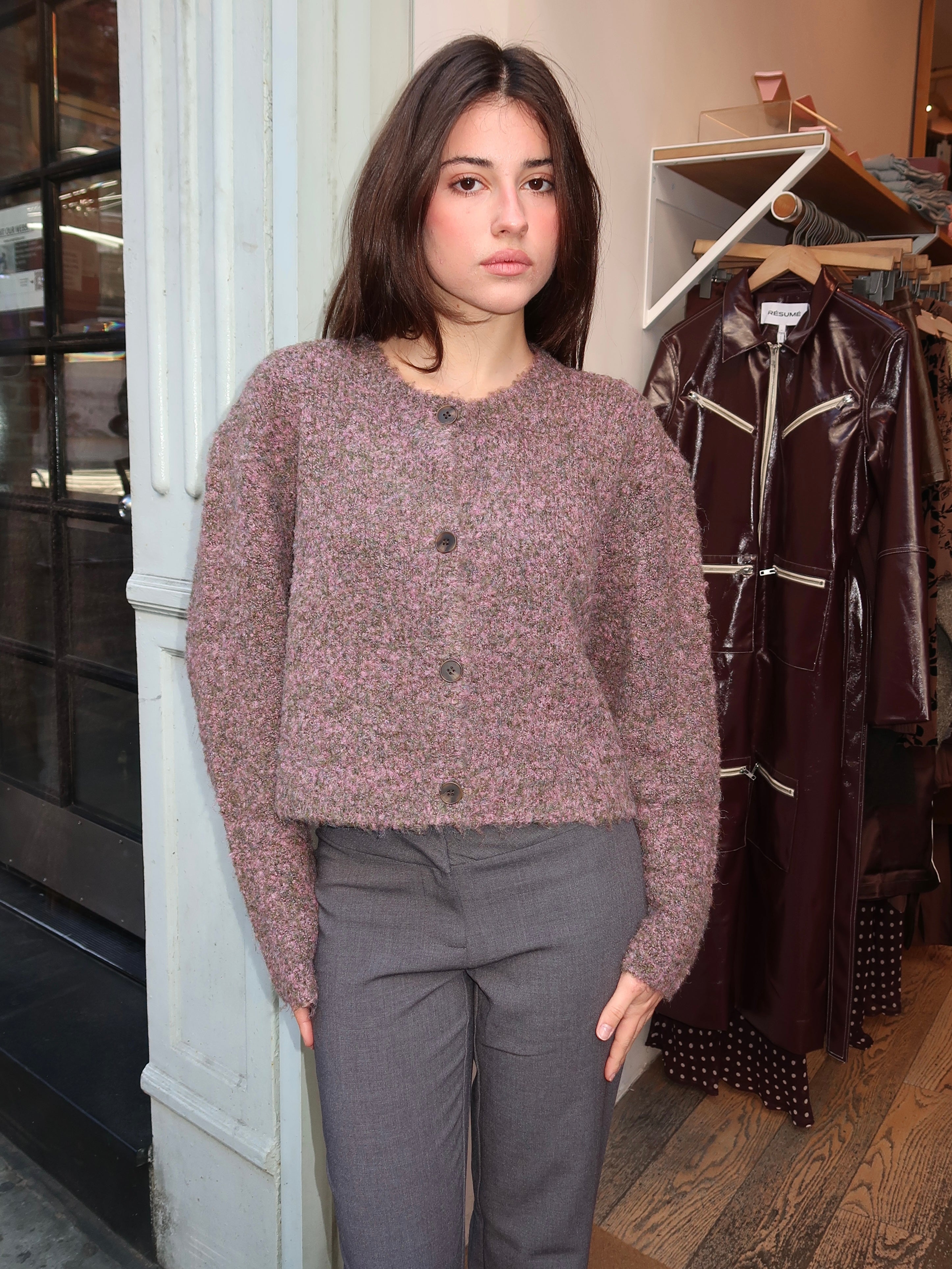 Sebille Cardigan in Lilac Olive