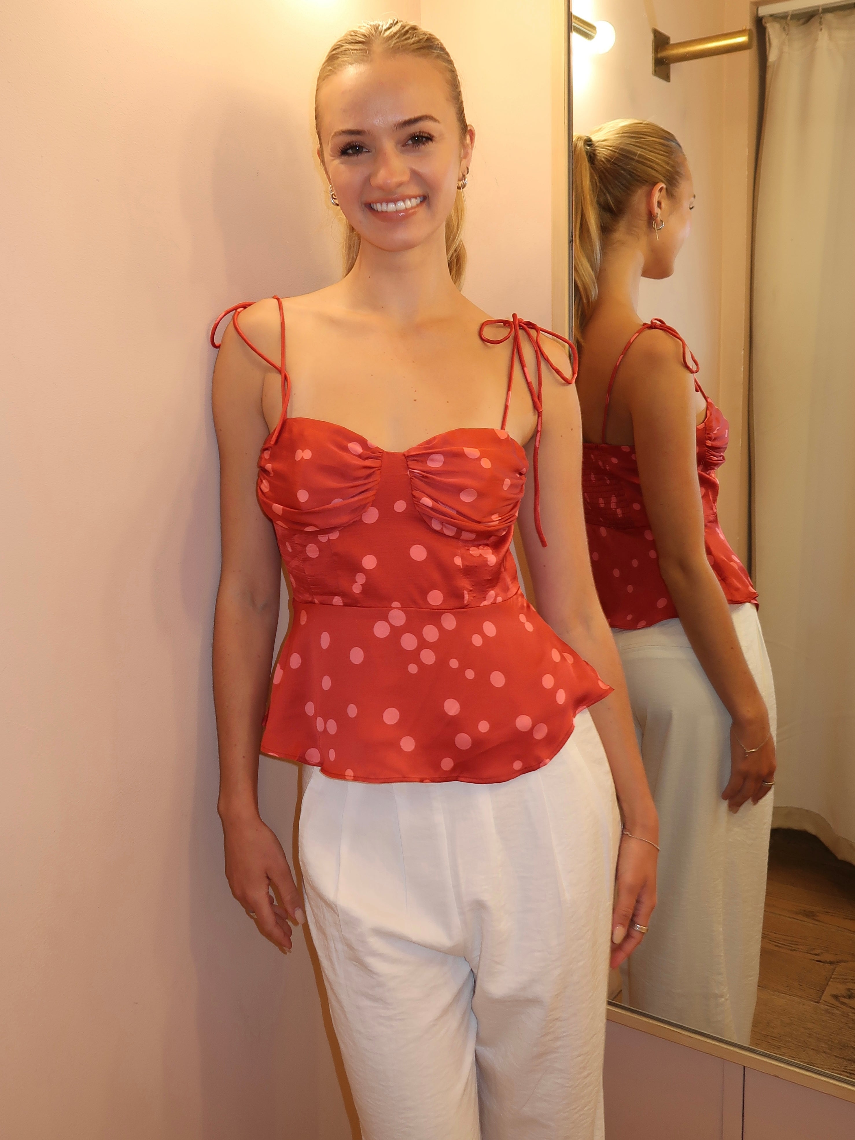 Selina Top in Red Polka Dot