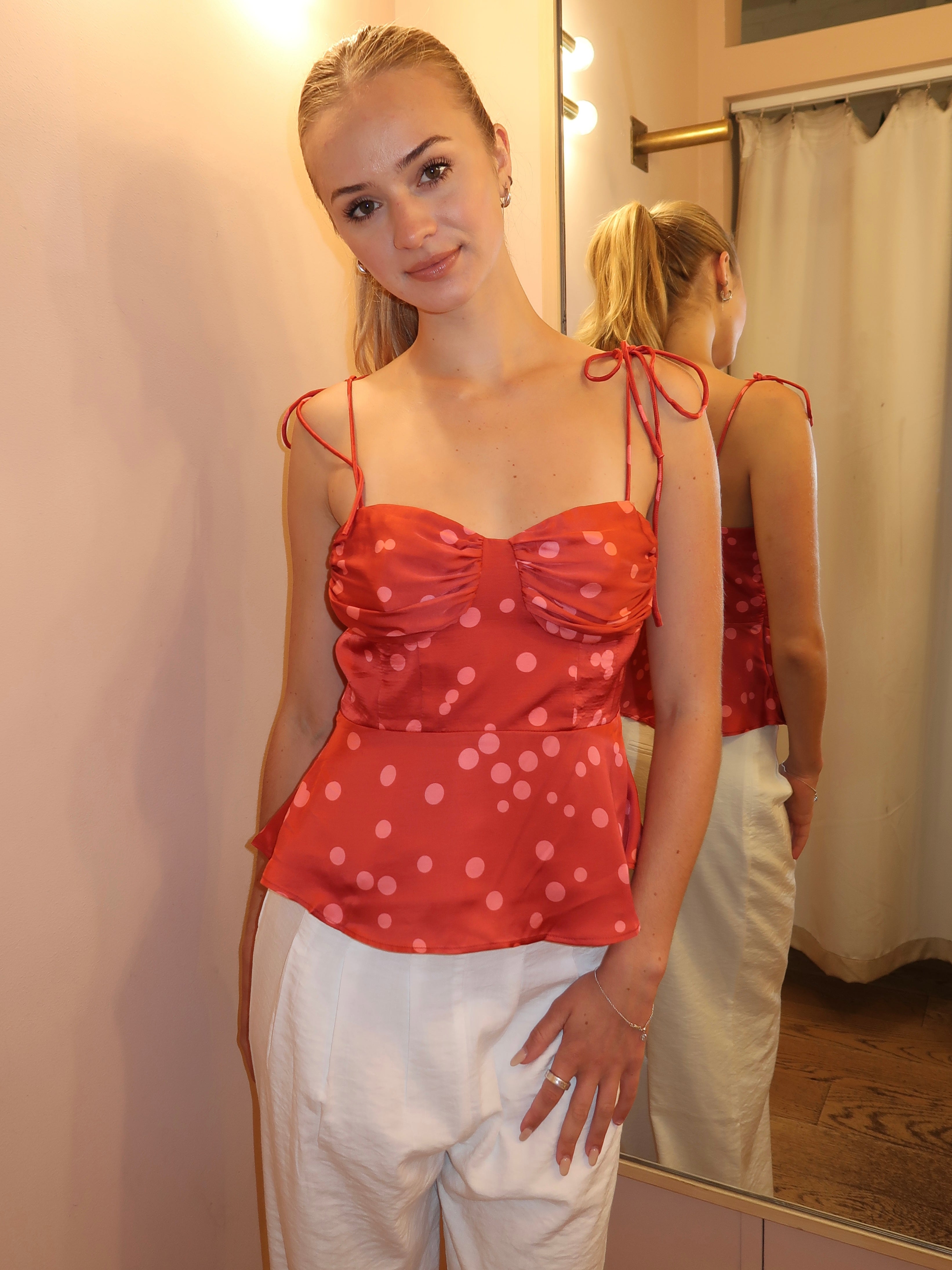 Selina Top in Red Polka Dot