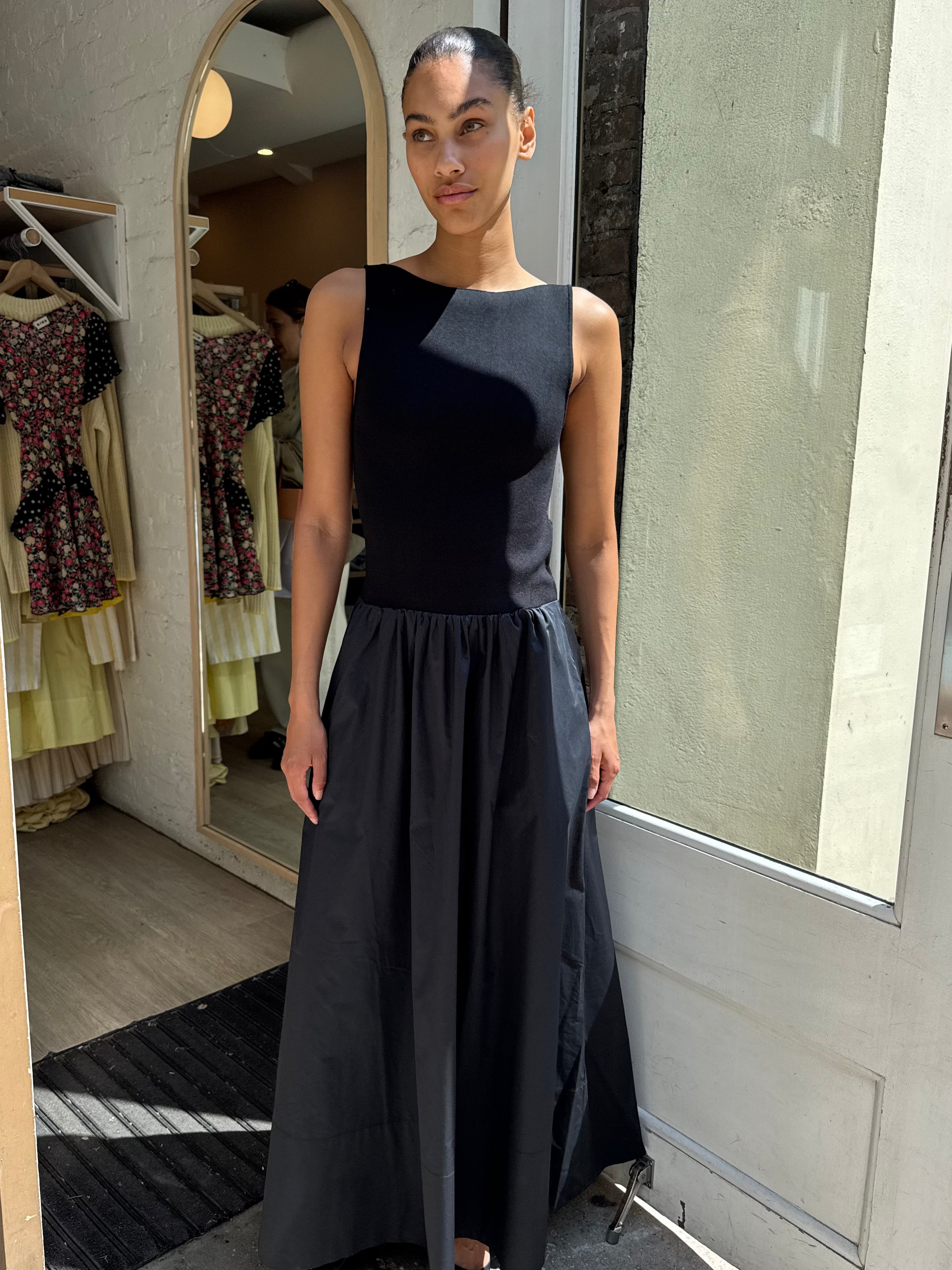 Bateau Cut Out Dress in Black