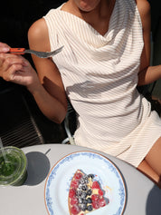 Lyssa Boat Neck Mini Dress in Oat Stripe