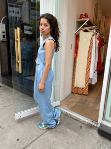 Twill Pleated Pant in Sky