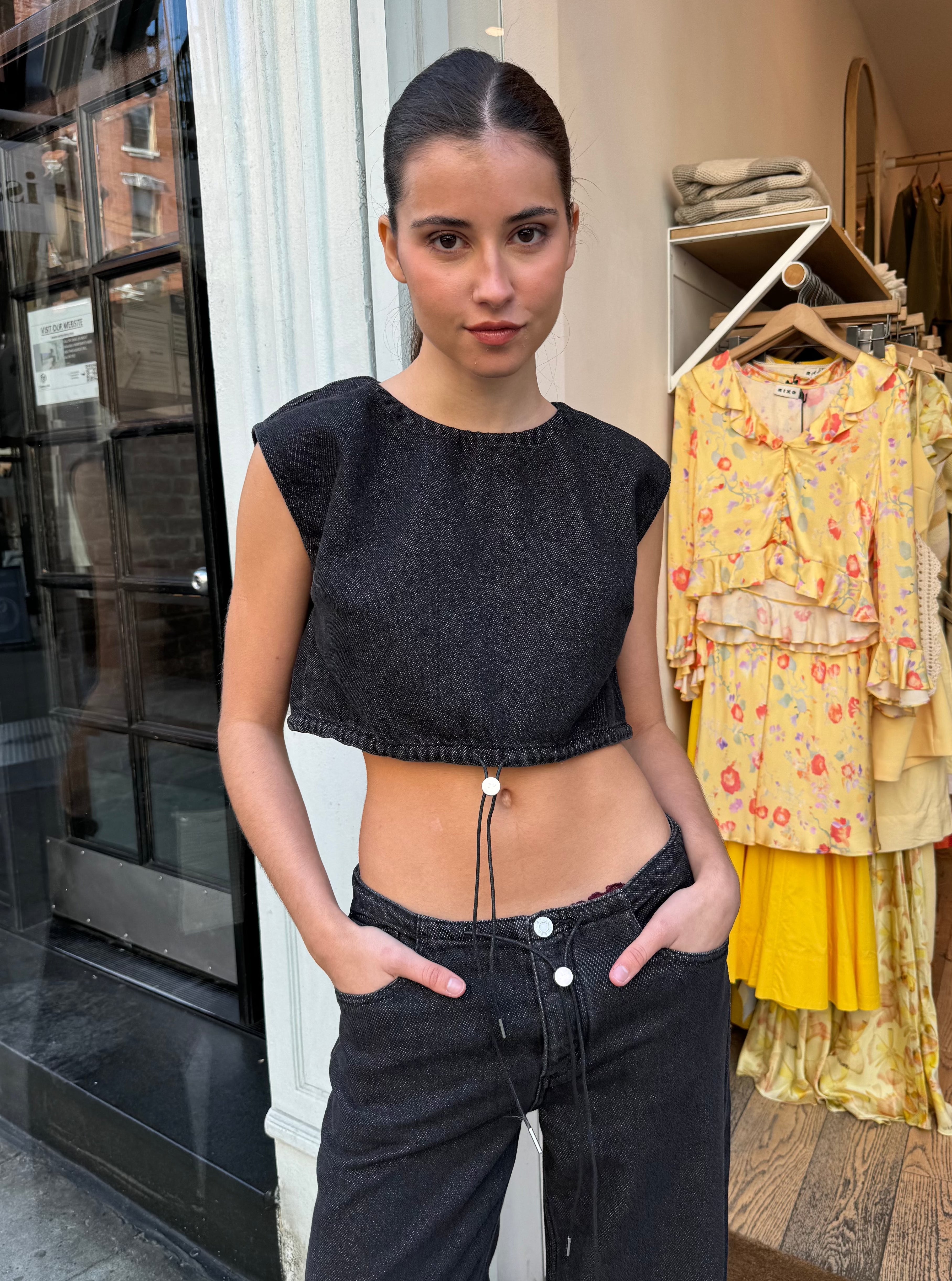 Cool Crop Top in Washed Black