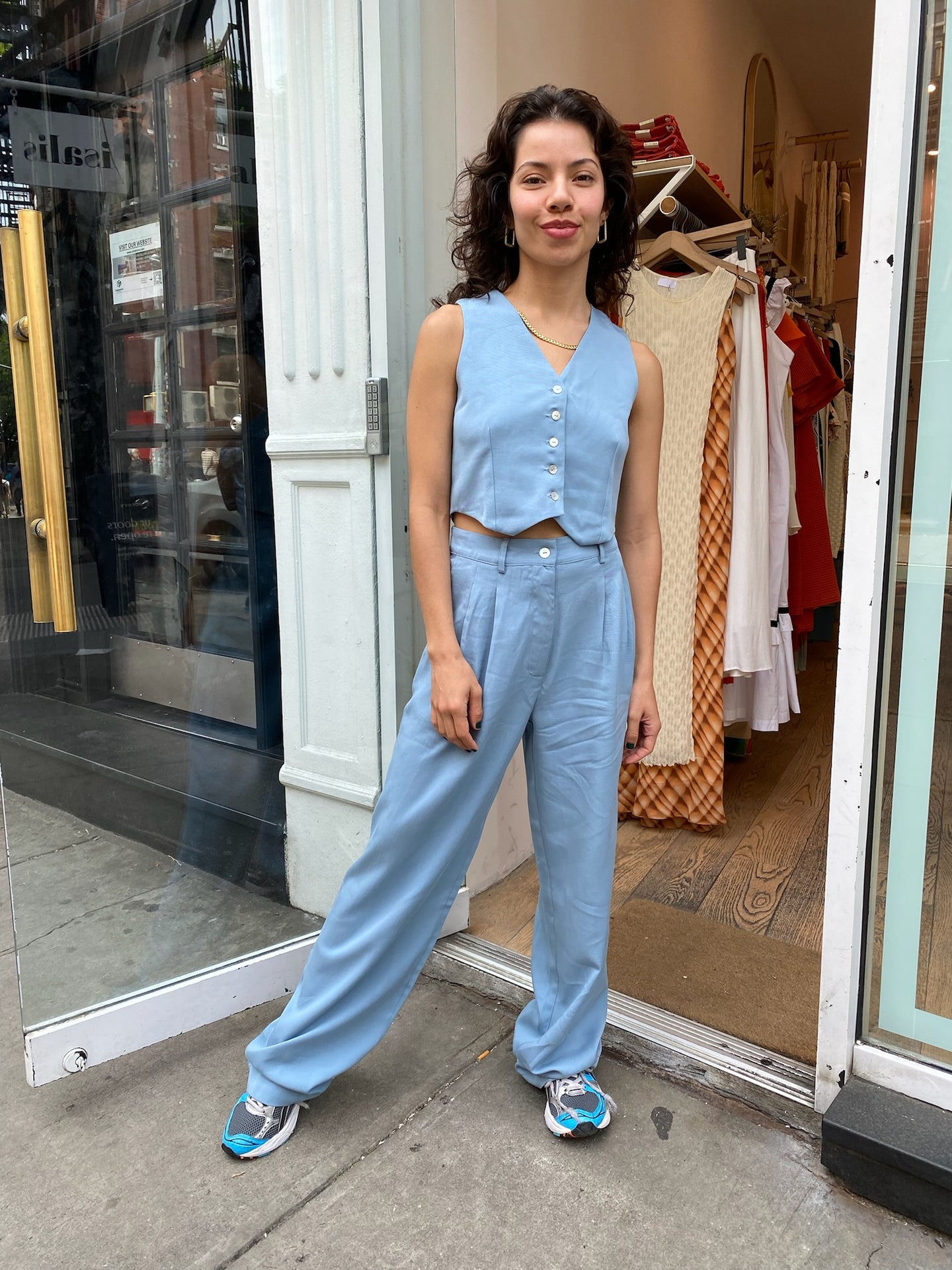 Twill Pleated Pant in Sky