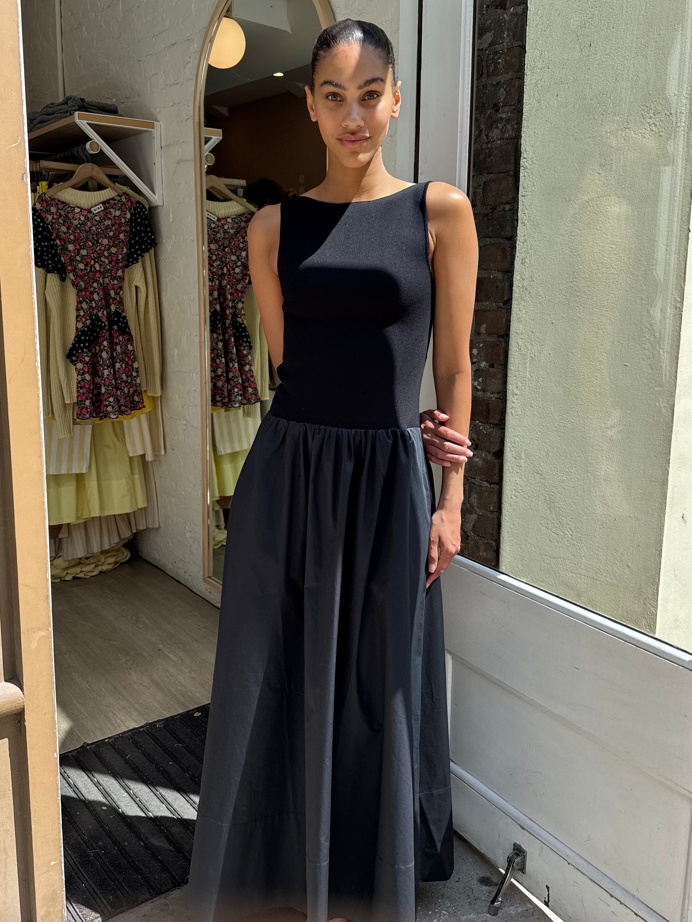 Bateau Cut Out Dress in Black