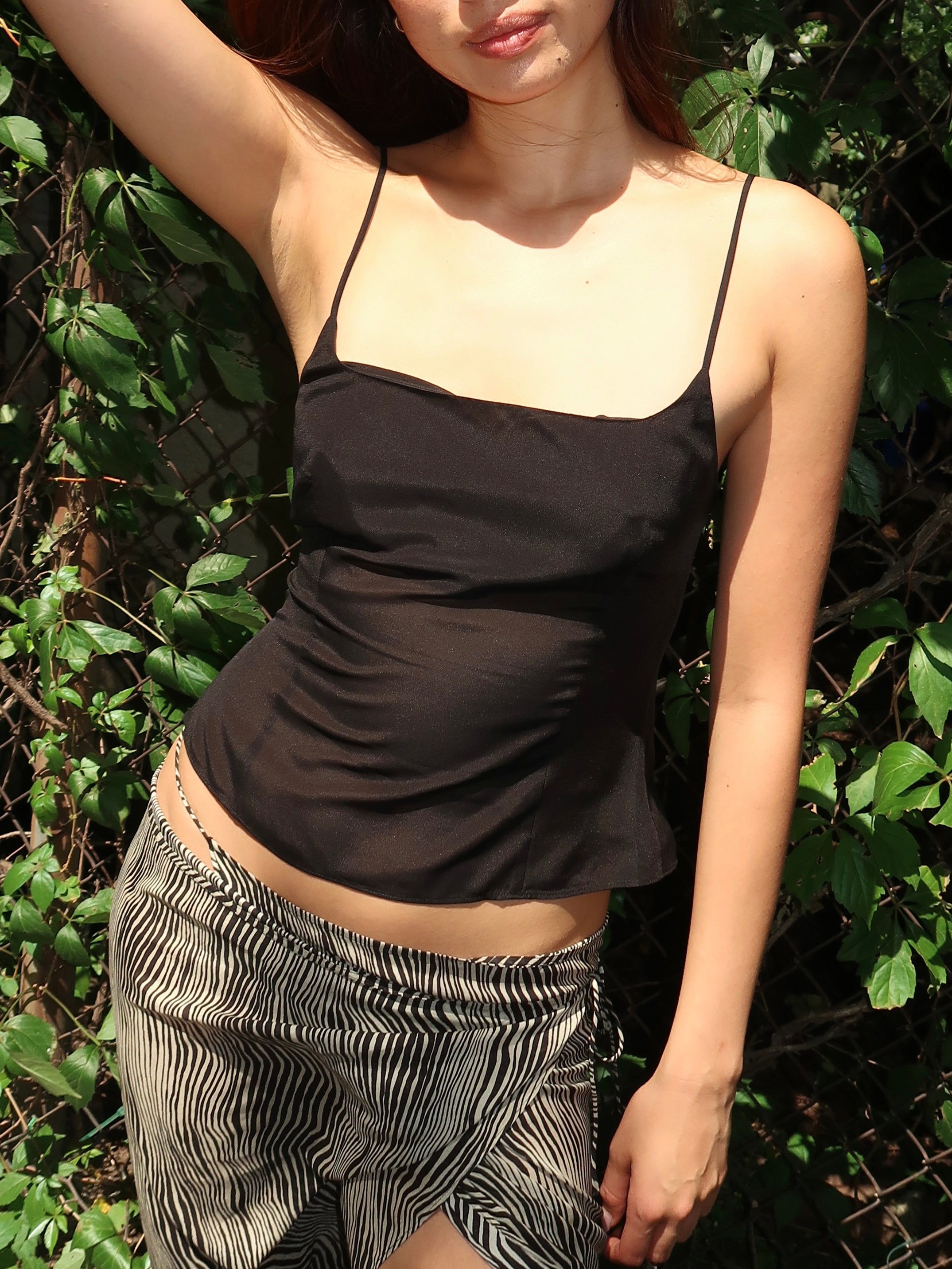 Stretch Silk Cami in Black