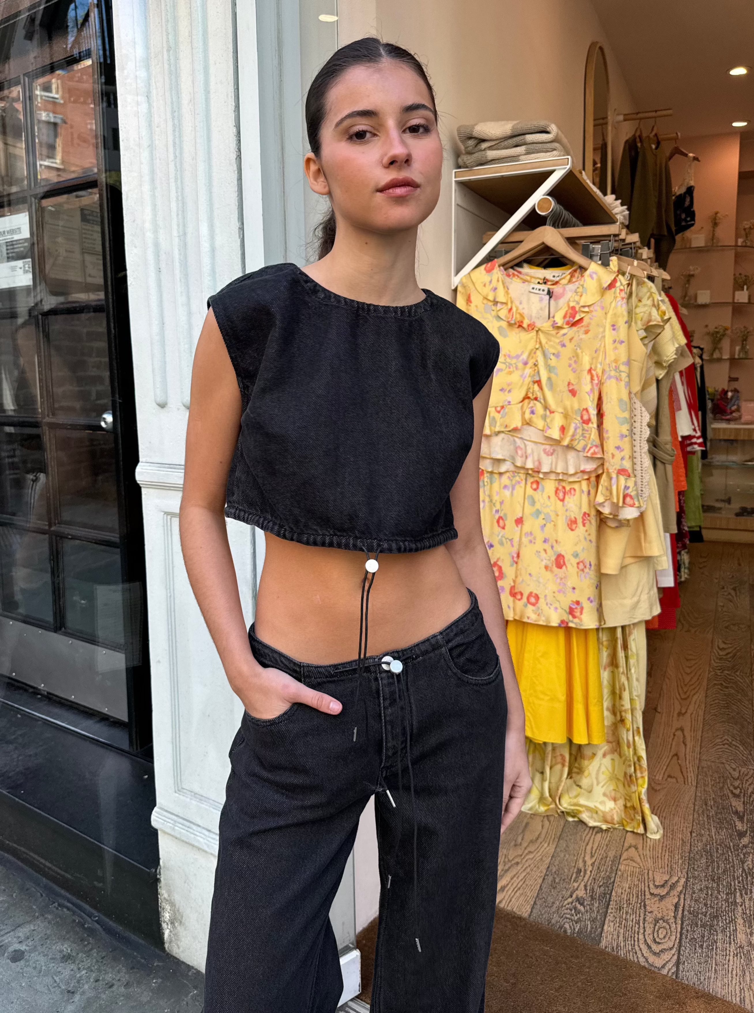 Cool Crop Top in Washed Black