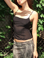 Stretch Silk Cami in Black