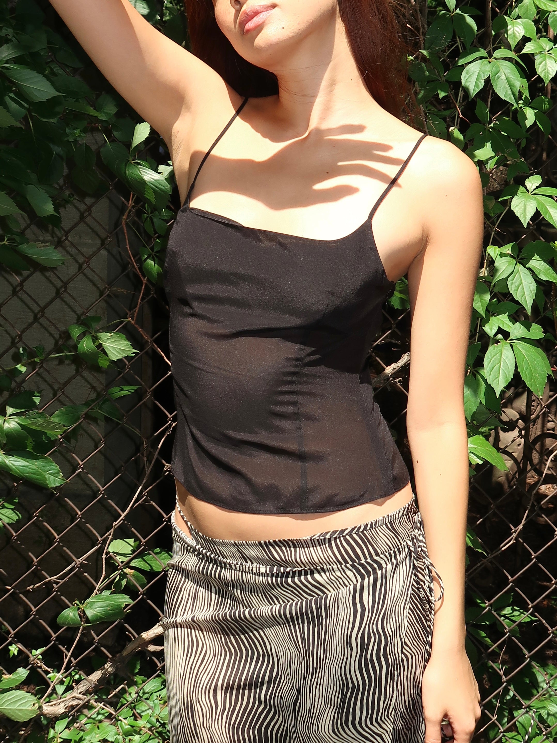 Stretch Silk Cami in Black