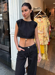 Cool Crop Top in Washed Black