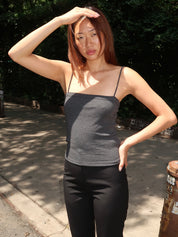 Organic Cotton Square Neck Cami in Charcoal Melange