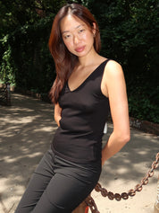 Baby Wool Scoop Cami in Black