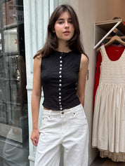 Tracy Button Up Tank in Black
