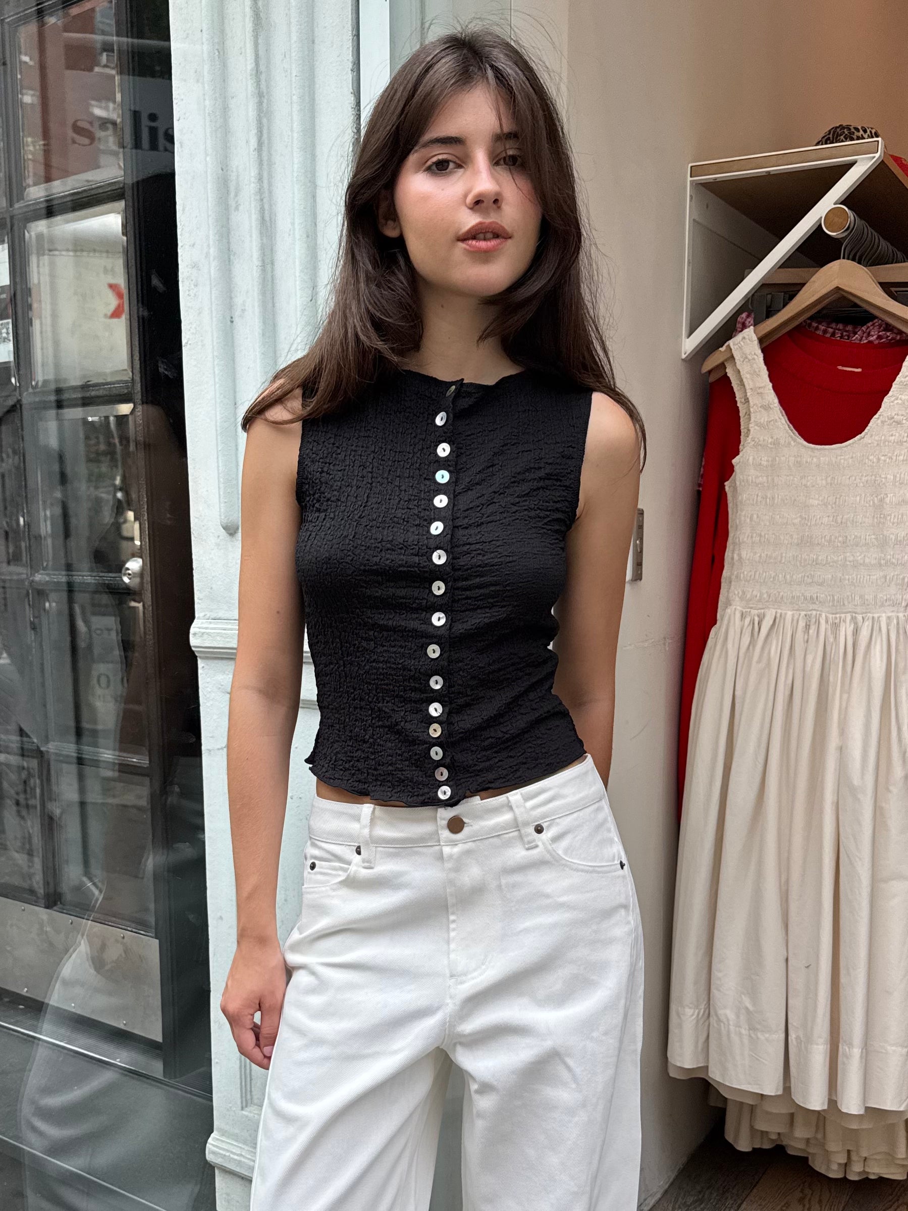 Tracy Button Up Tank in Black