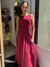 Bateau Cut Out Dress in Berry