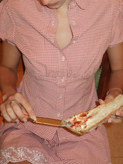 Liana Gingham Top in Red Love
