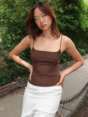 Stretch Silk Cami in Cedar