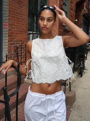 Kait Embroidered Tank Top in White