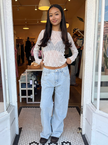 Tori Low Rise Wide Leg Jeans in Rhinestone – Isalis