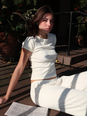 The Pointelle Baby Tee in Creme