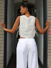 Kait Embroidered Tank Top in White