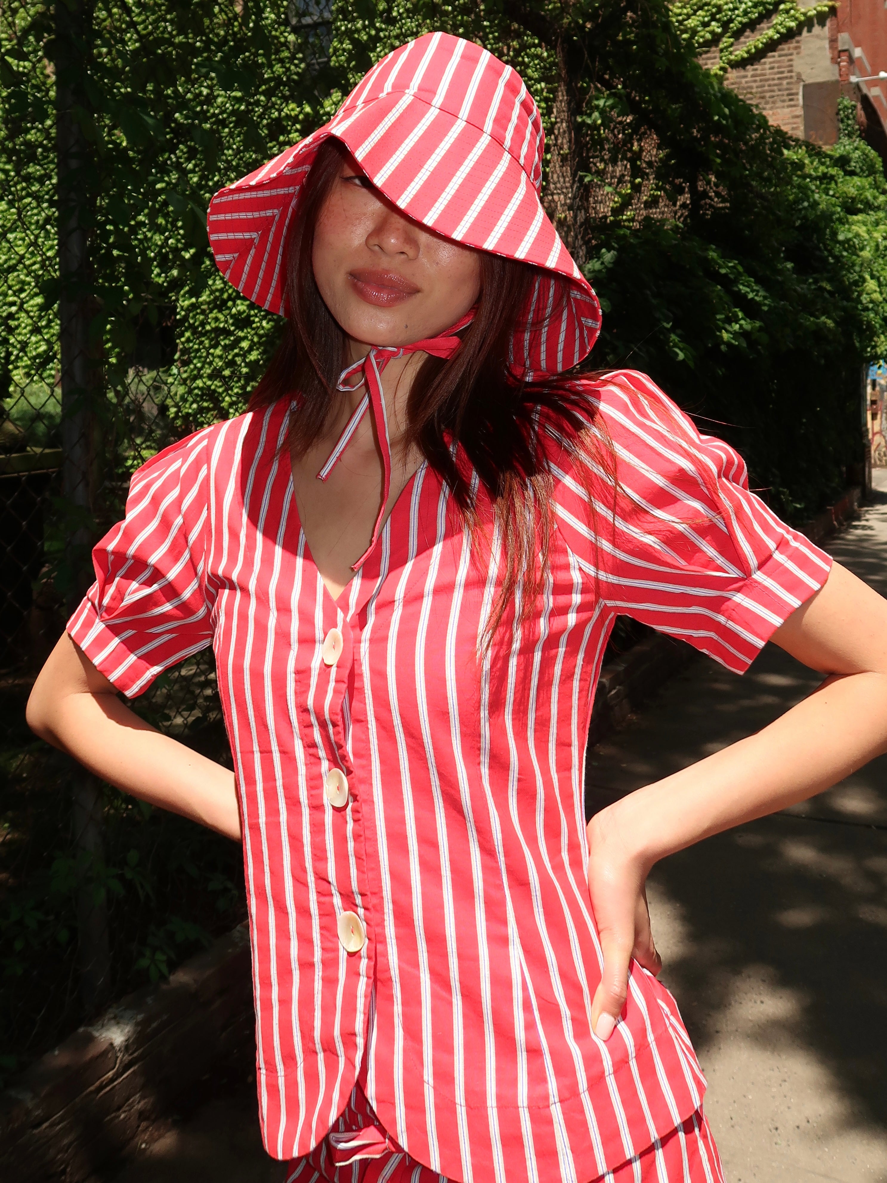 Sun Hat in Red Stripe