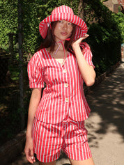 Sun Hat in Red Stripe