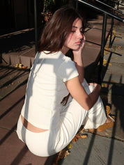 The Pointelle Baby Tee in Creme