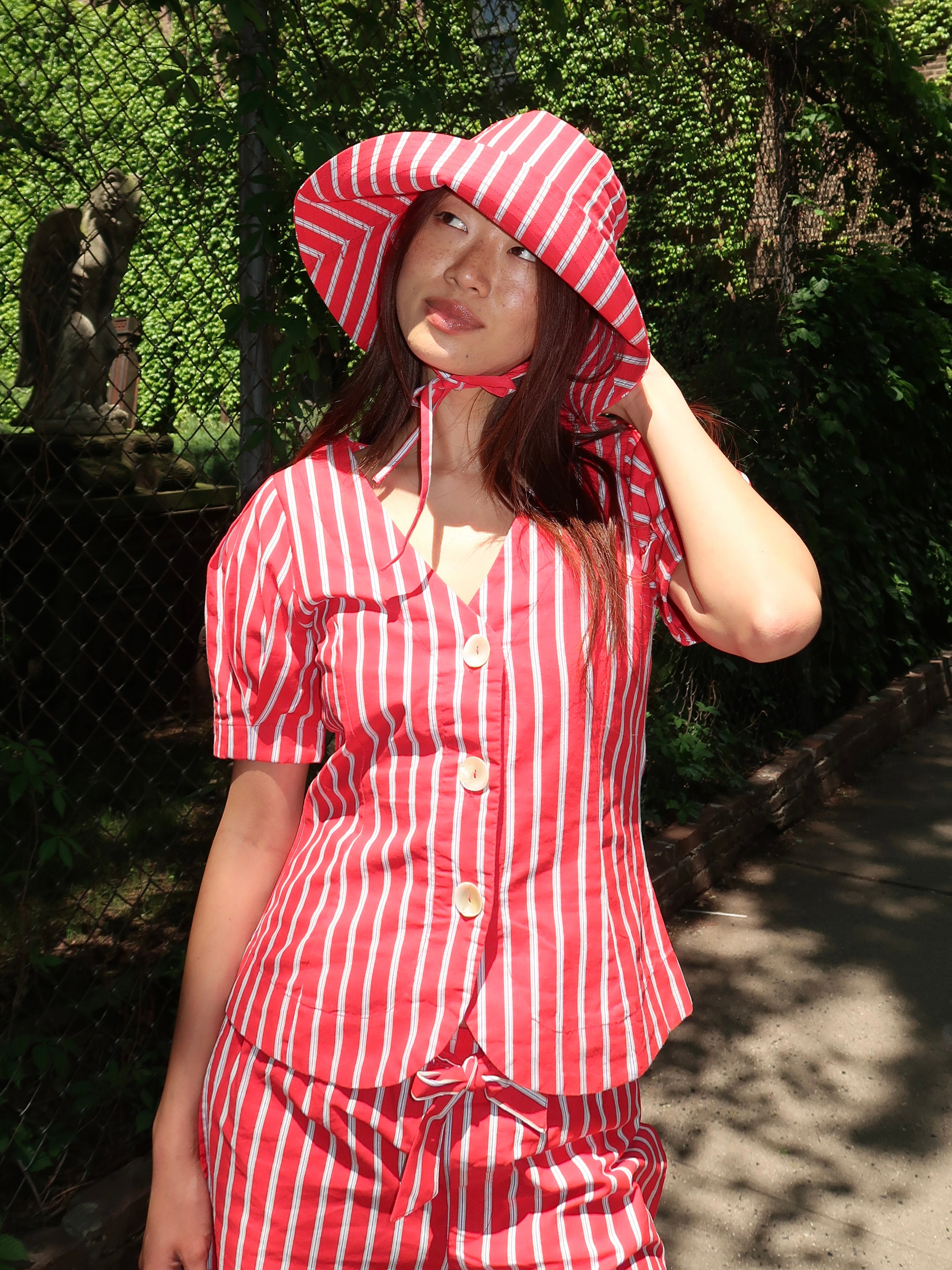 Sun Hat in Red Stripe