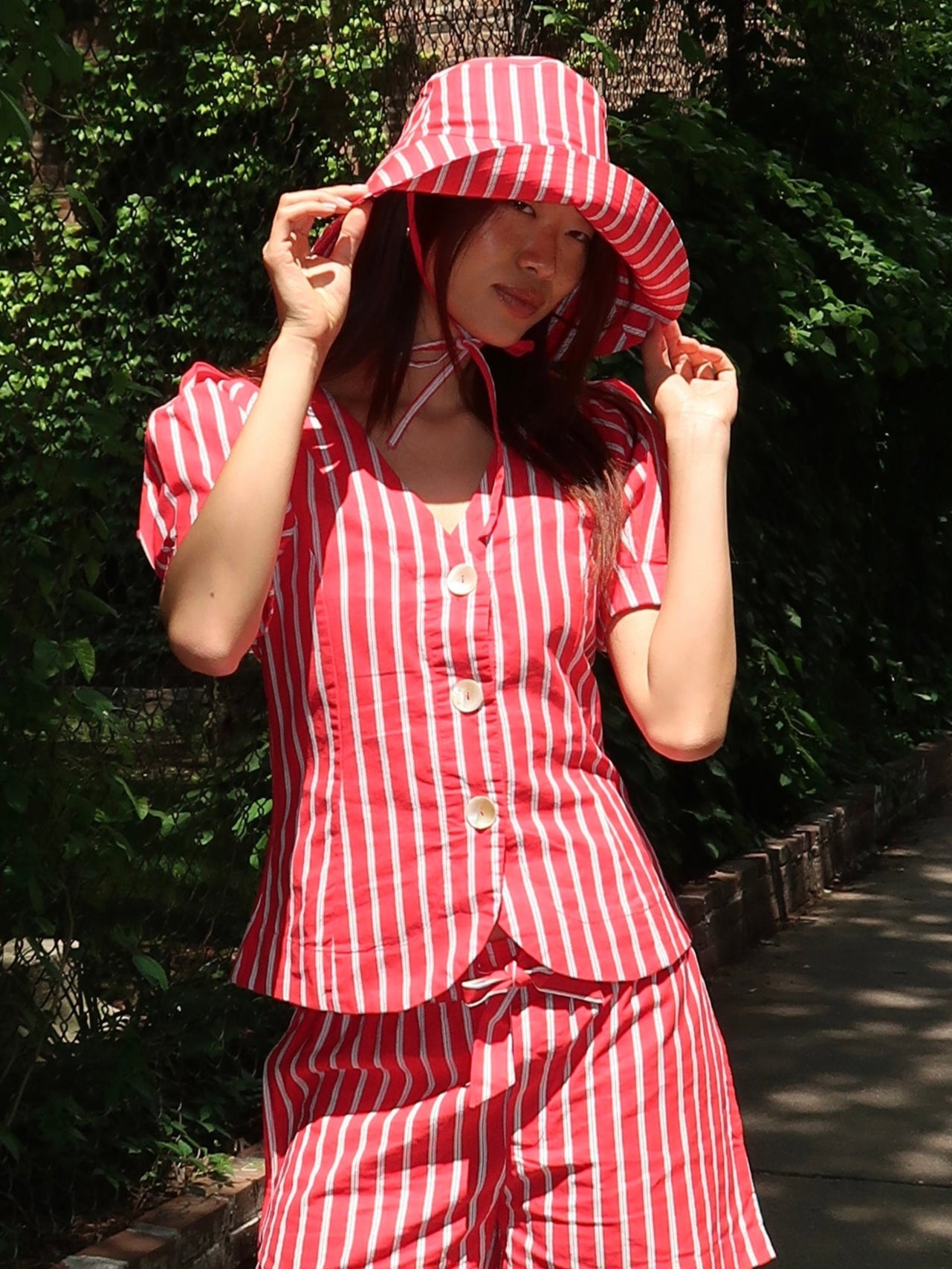 Shell Blouse in Red Stripe