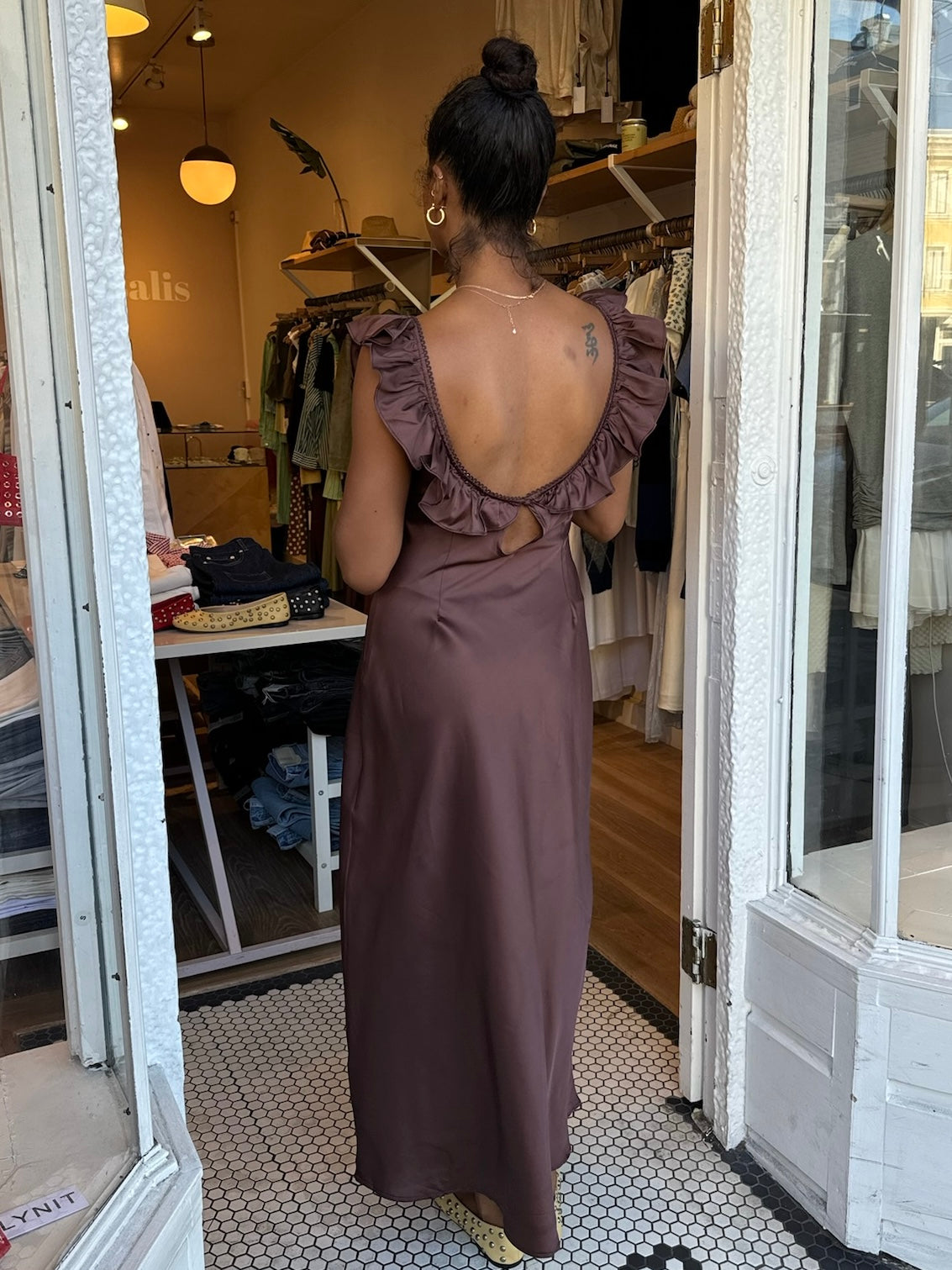 Abigail Maxi Dress in Brown Isalis Abigail Maxi Dress in Brown Isalis