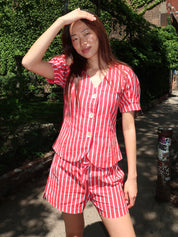 Shell Blouse in Red Stripe