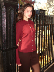 Sweater Rib Cardi in Oxblood