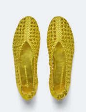 Riley Flats in Chartreuse Metallic Woven Calf