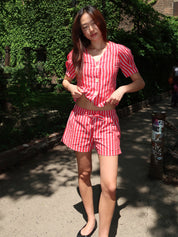 Krissy Boxer Short in Red Stripe