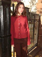 Sweater Rib Cardi in Oxblood