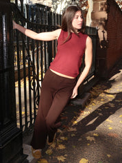 Baby Rib Scallop Pant in Espresso