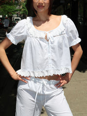 Harling Broderie Blouse in White
