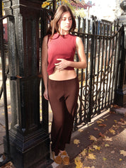 Baby Rib Scallop Pant in Espresso