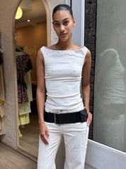 Slim Bateau Top in Off-White
