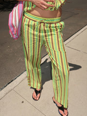 Ritik Trouser in Tropical Business Stripe Lime