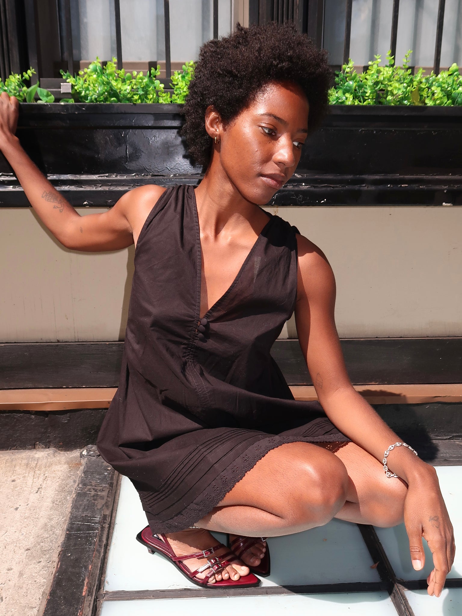 Dion Mini Dress in Fiore Lace Black