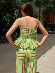 Bethan Bubble Cami in Tropical Business Stripe Lime