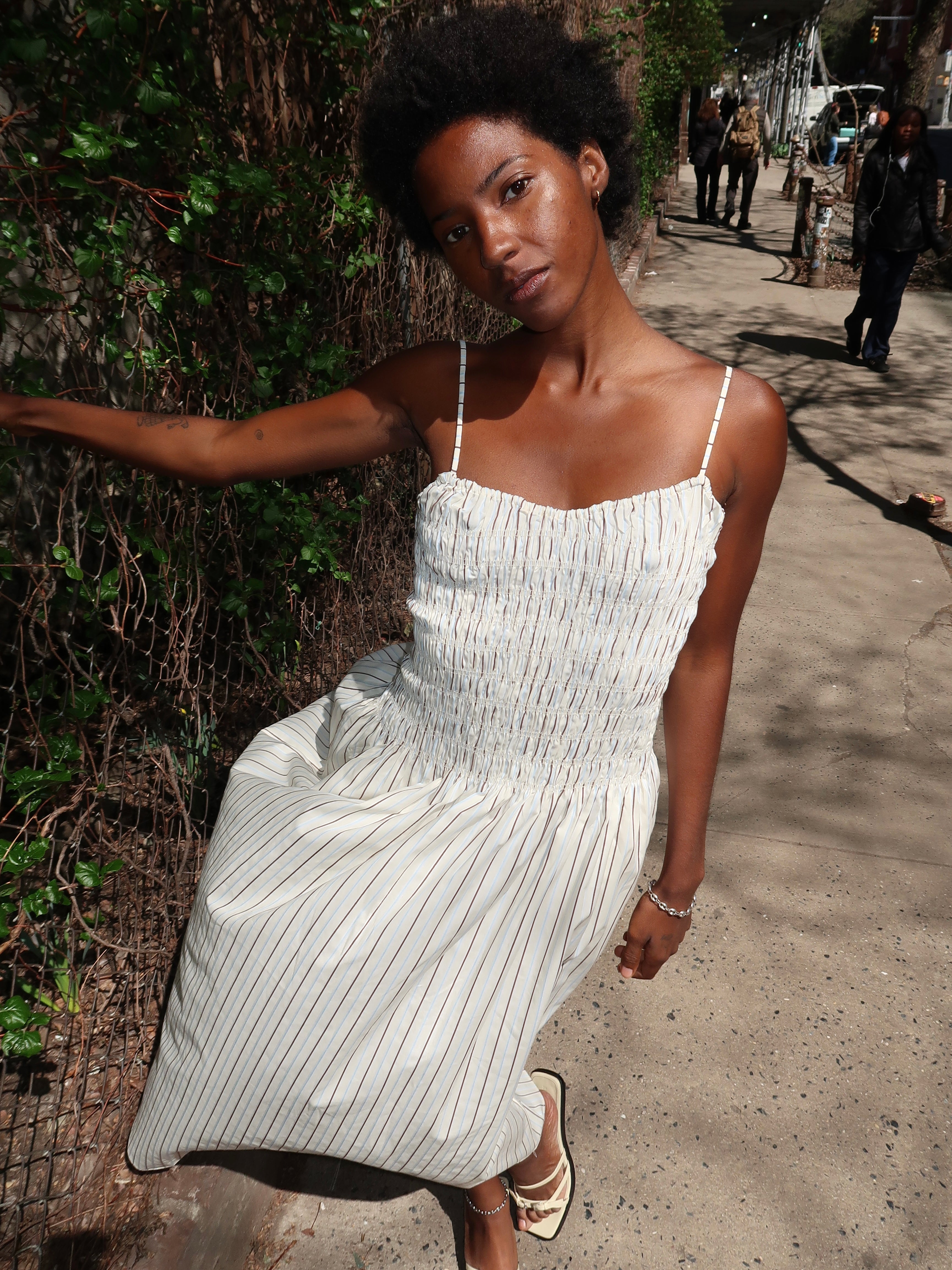 Araceli Maxi Dress in Fiori Stripe Lemon