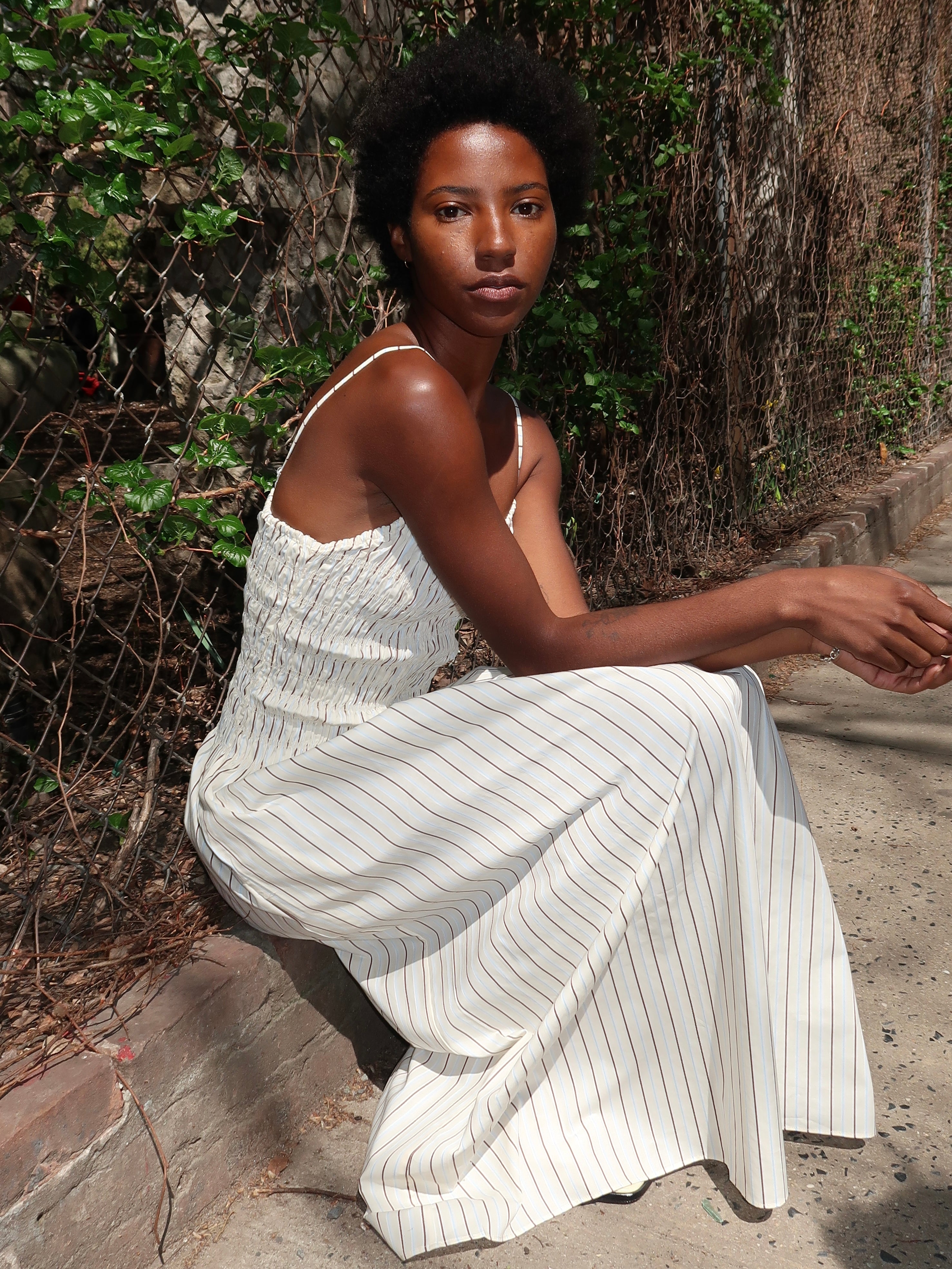 Araceli Maxi Dress in Fiori Stripe Lemon
