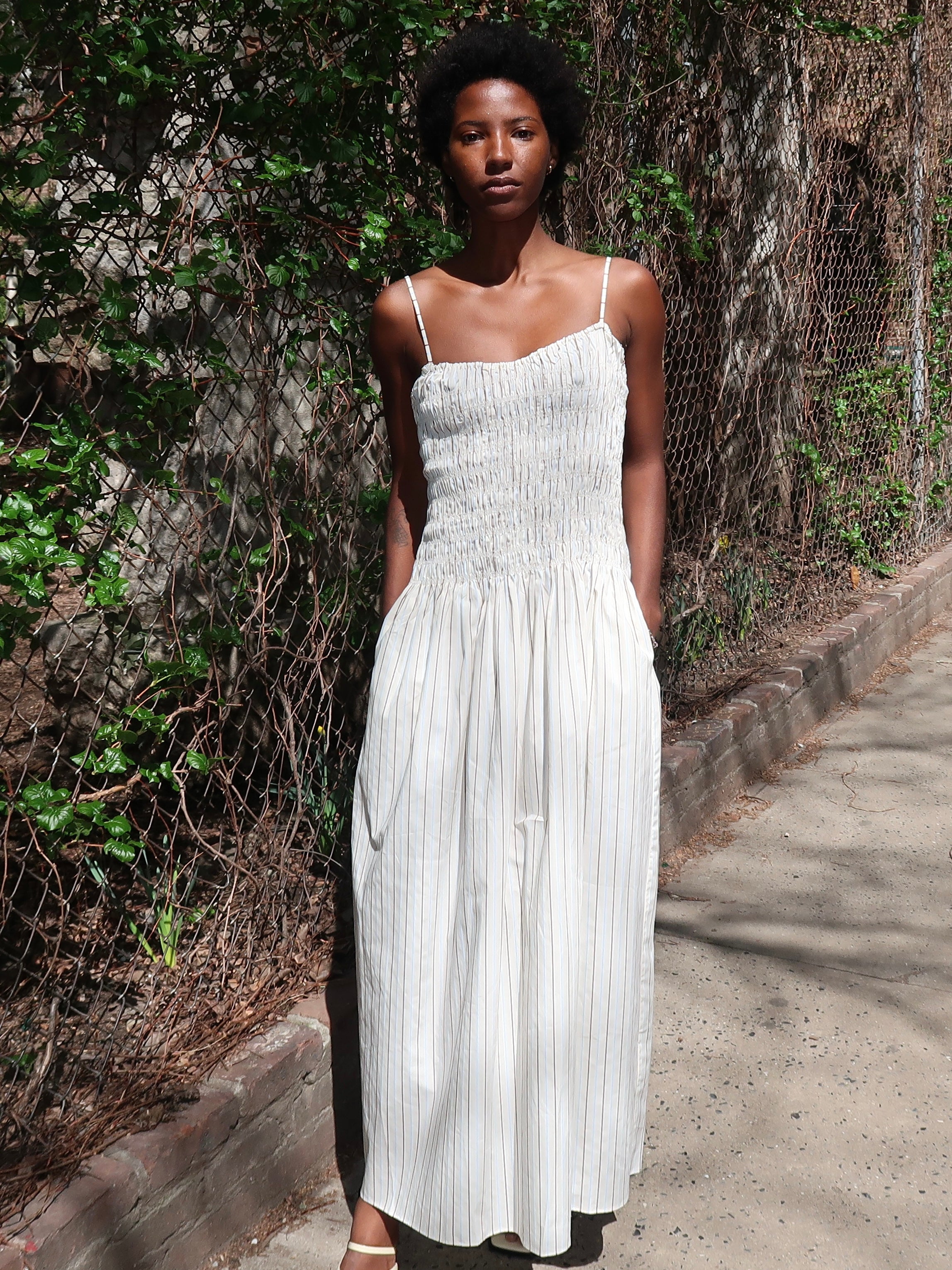 Araceli Maxi Dress in Fiori Stripe Lemon