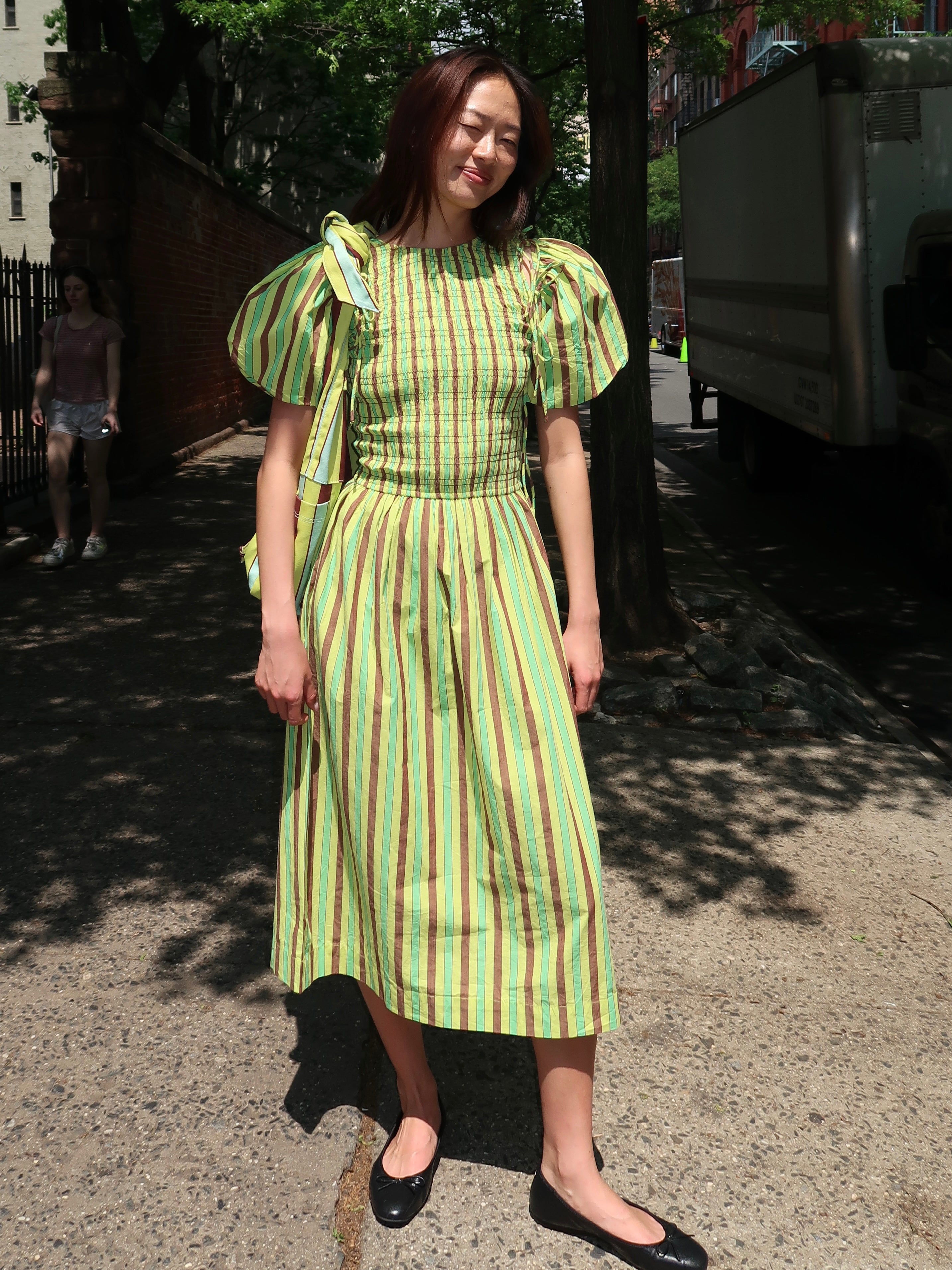 Becca Midi Dress in Tropical Business Stripe