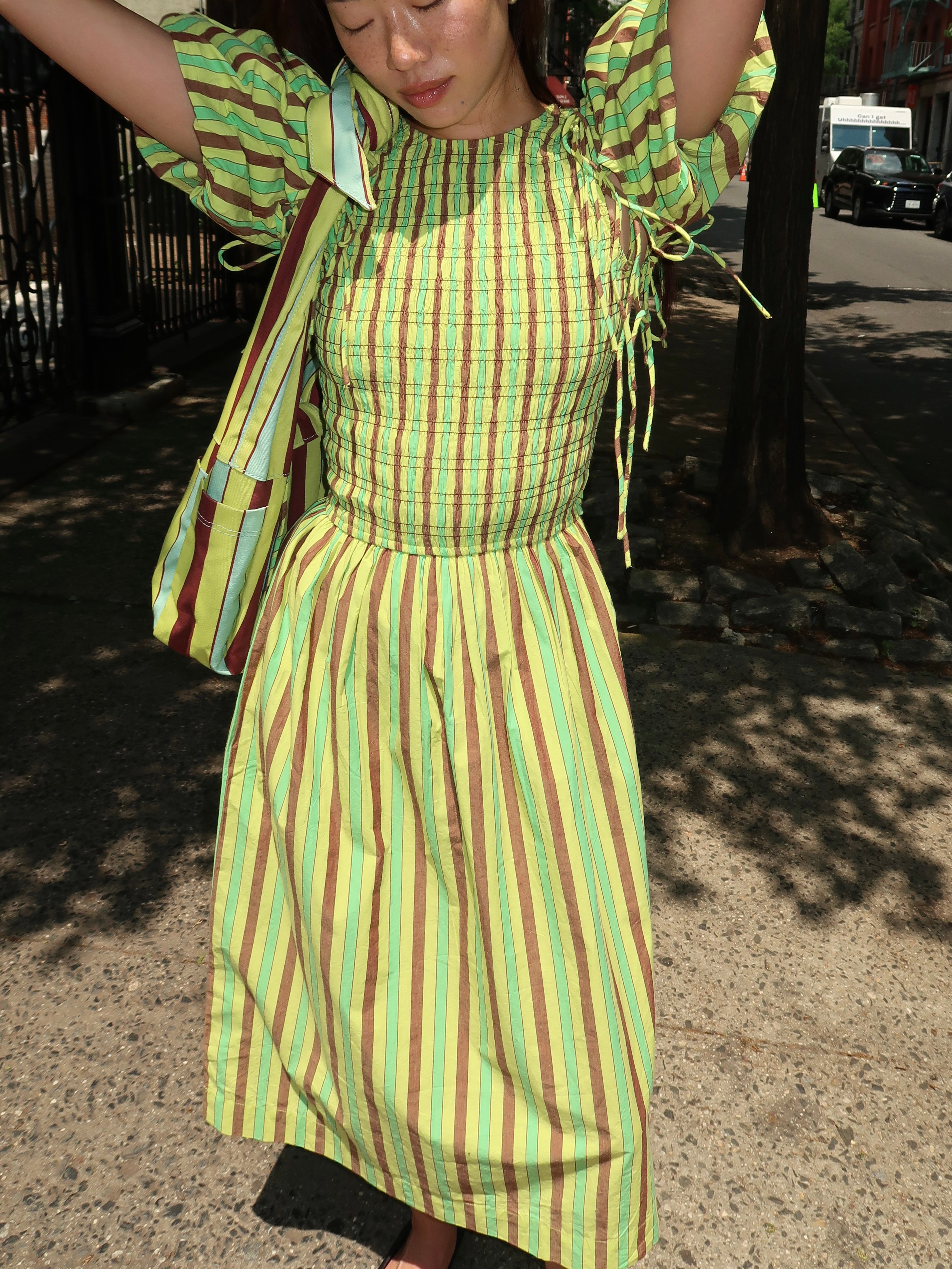 Becca Midi Dress in Tropical Business Stripe