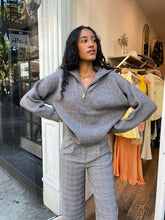 Load image into Gallery viewer, Teya Half Zip Rib Knit in Heather Grey
