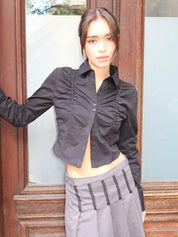 Bestie Ruched Blouse in Black